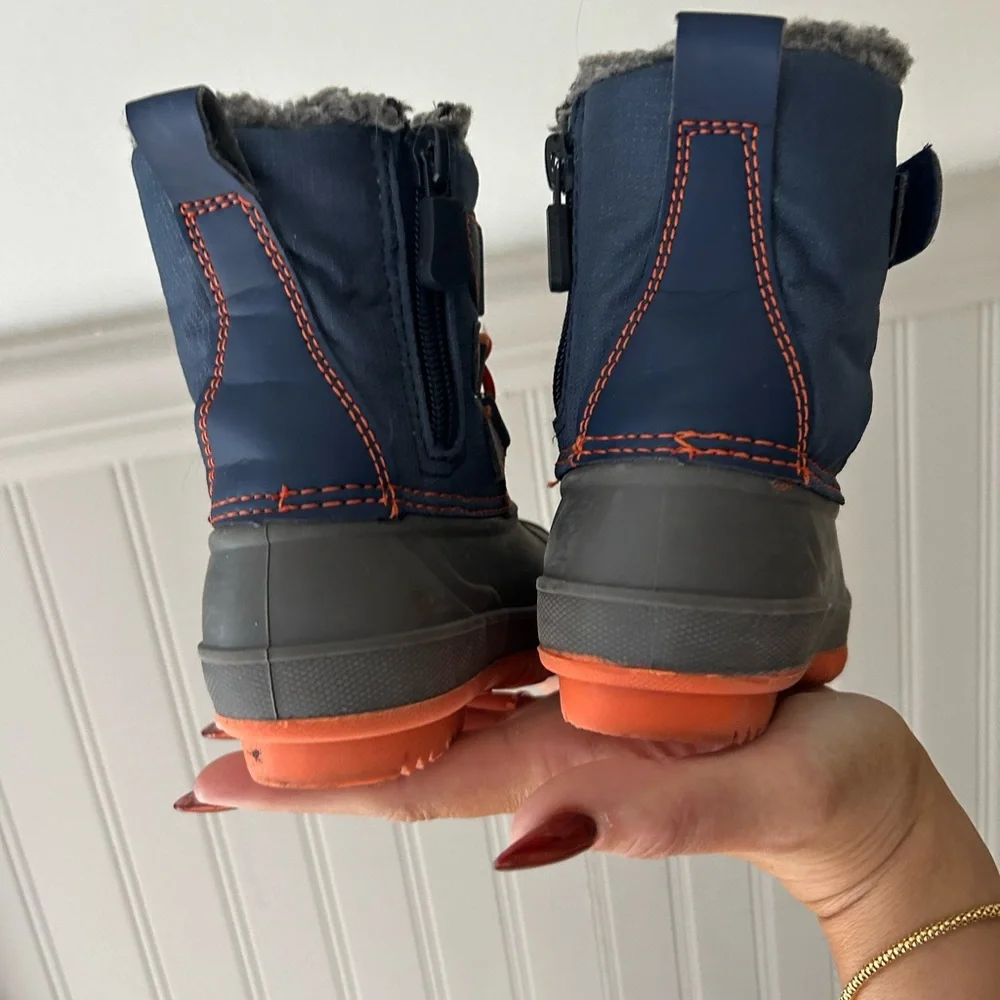 Target Kids' Size 5 Navy Orange Gray Snow Winter Boots